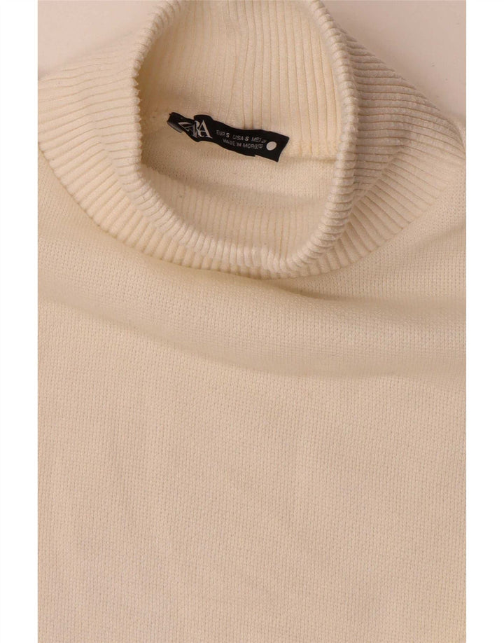 Zara Damen Crop Oversized Rollkragenpullover Pullover UK 10 Small Off White