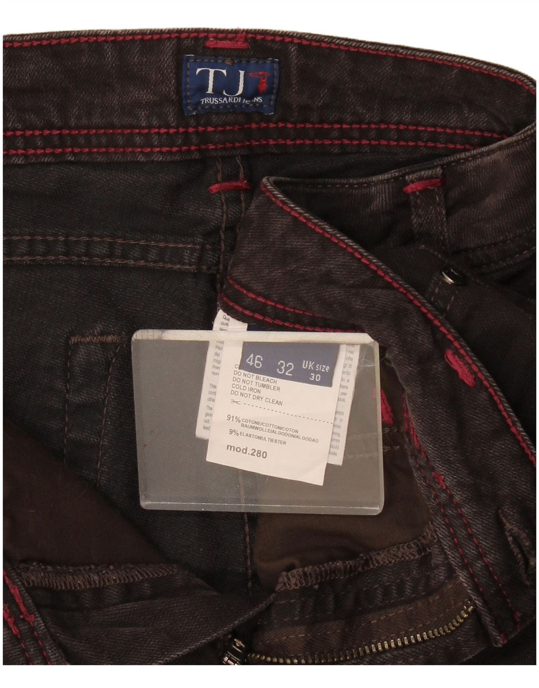 Trussardi Damen Slim Jeans W30 L33 Braune Baumwolle