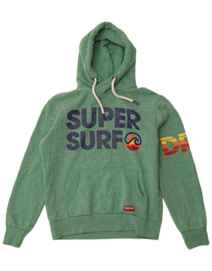 SUPERDRY Herren-Kapuzenpullover mit Grafik, XL, grün geflecktes Polyester