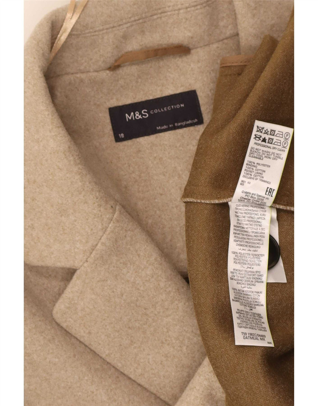 Marks & Spencer Damenmantel UK 18 XL Beige Baumwolle