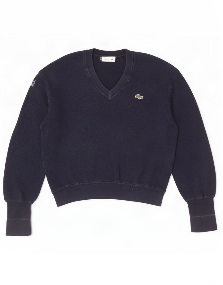 Lacoste Womens Crop V-Ausschnitt Pullover Pullover Größe 38 Medium Marineblau Baumwolle
