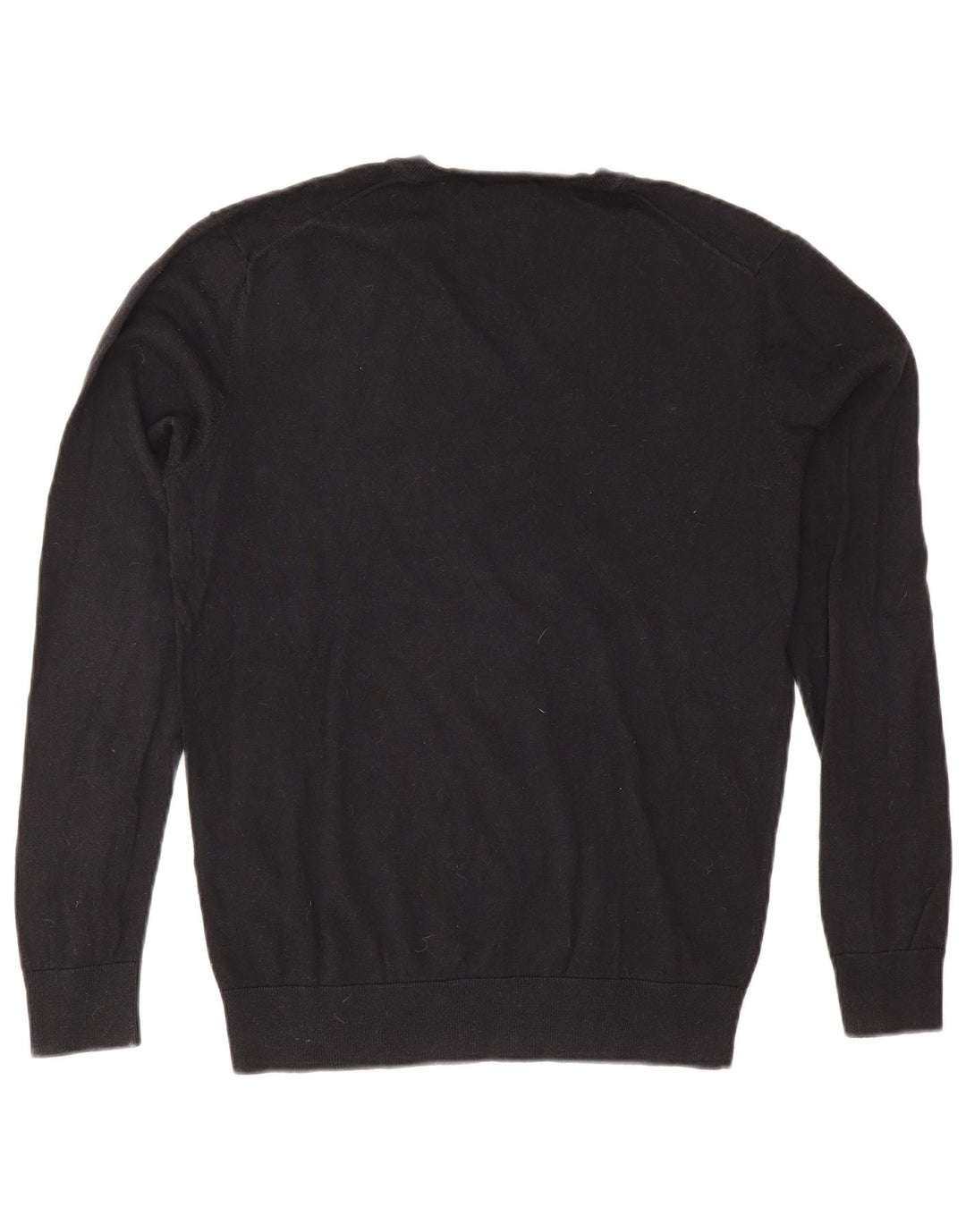 Zara Herren-Pullover mit V-Ausschnitt, groß, aus schwarzer Baumwolle