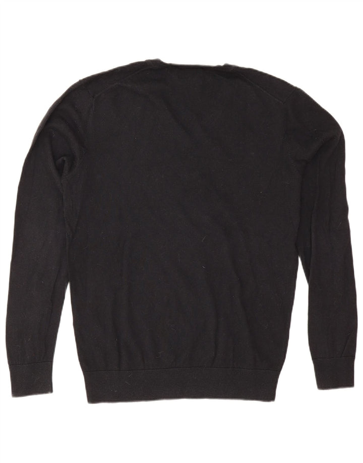 Zara Herren-Pullover mit V-Ausschnitt, groß, aus schwarzer Baumwolle