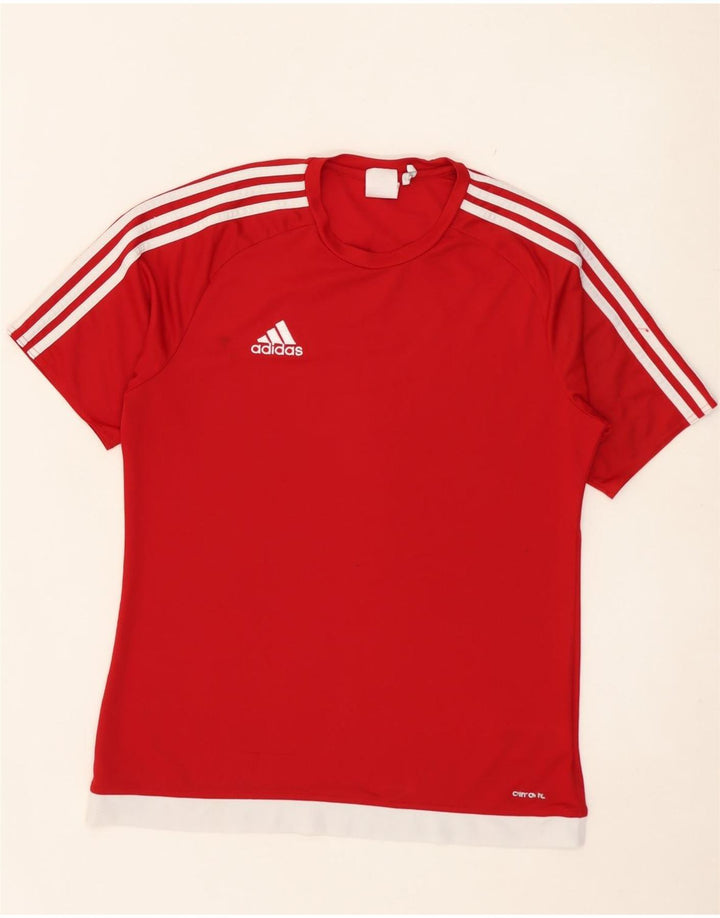 Adidas Herren Climalite T-Shirt Top Mittelrotes Colourblock-Polyester