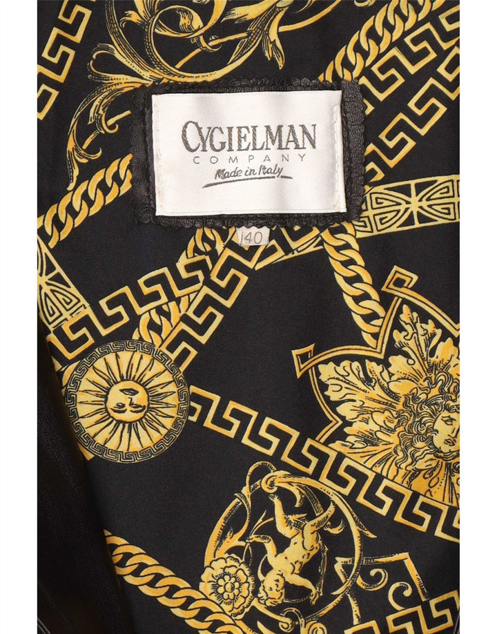 Vintage Damen Übergroßer Ledermantel IT 40 Small Schwarz