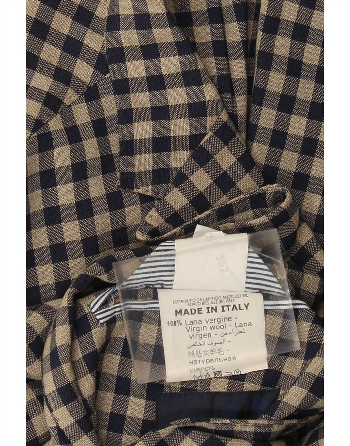 Angelico Herren-Blazer mit 2 Knöpfen, IT 50, große beige Gingham-Wolle