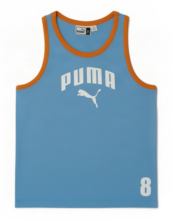 Puma Womens Graphic Vest Top UK 18 XL Blaue Colourblock-Baumwolle