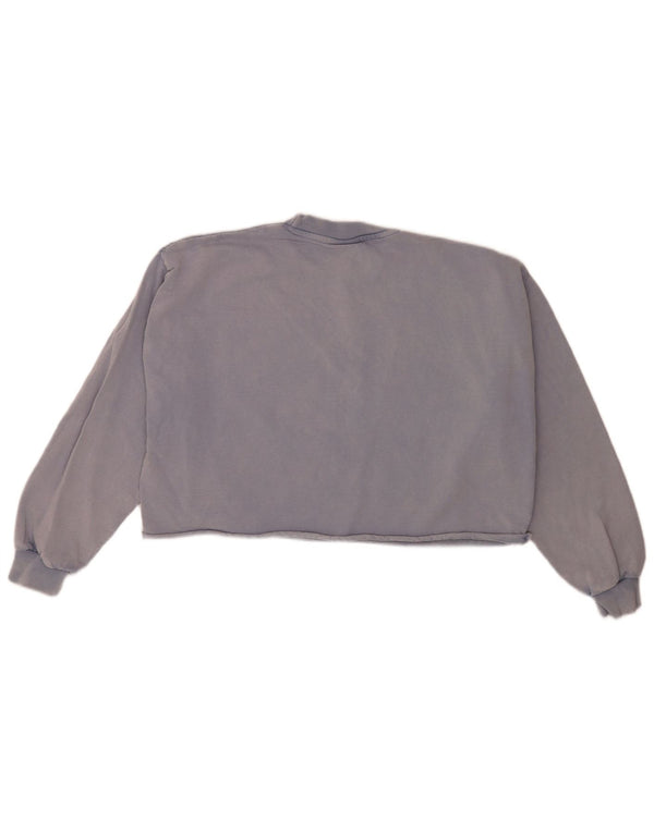 Ellesse Womens Crop Oversized Sweatshirt Pullover UK 8 Small Blau Baumwolle