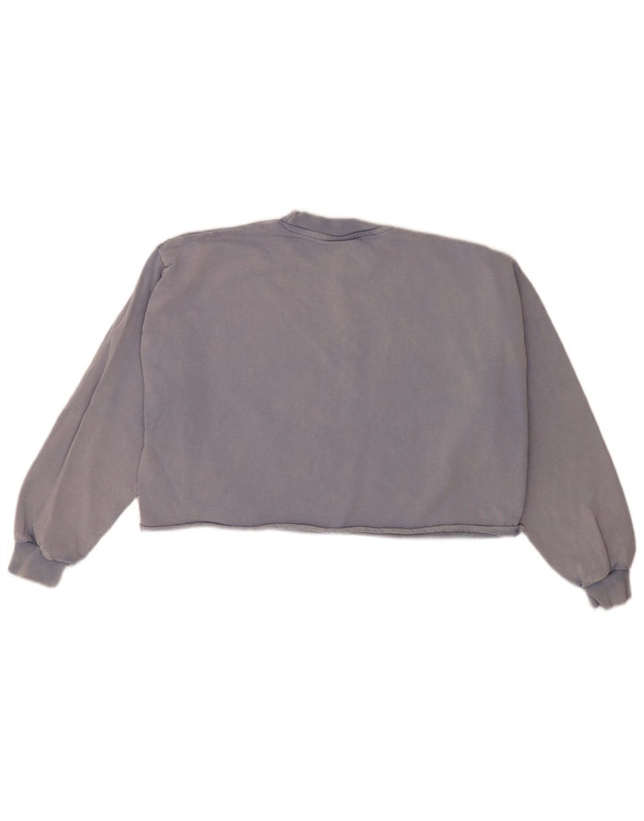 Ellesse Womens Crop Oversized Sweatshirt Pullover UK 8 Small Blau Baumwolle