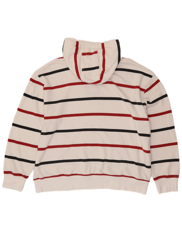 TOMMY HILFIGER Herren Kapuzenpullover 2XL weiß gestreift aus Baumwolle