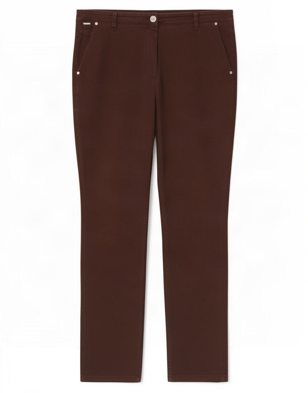 Marks & Spencer Damen Per Una Slim Chino-Hose mit hoher Taille, W36 L29, Braun