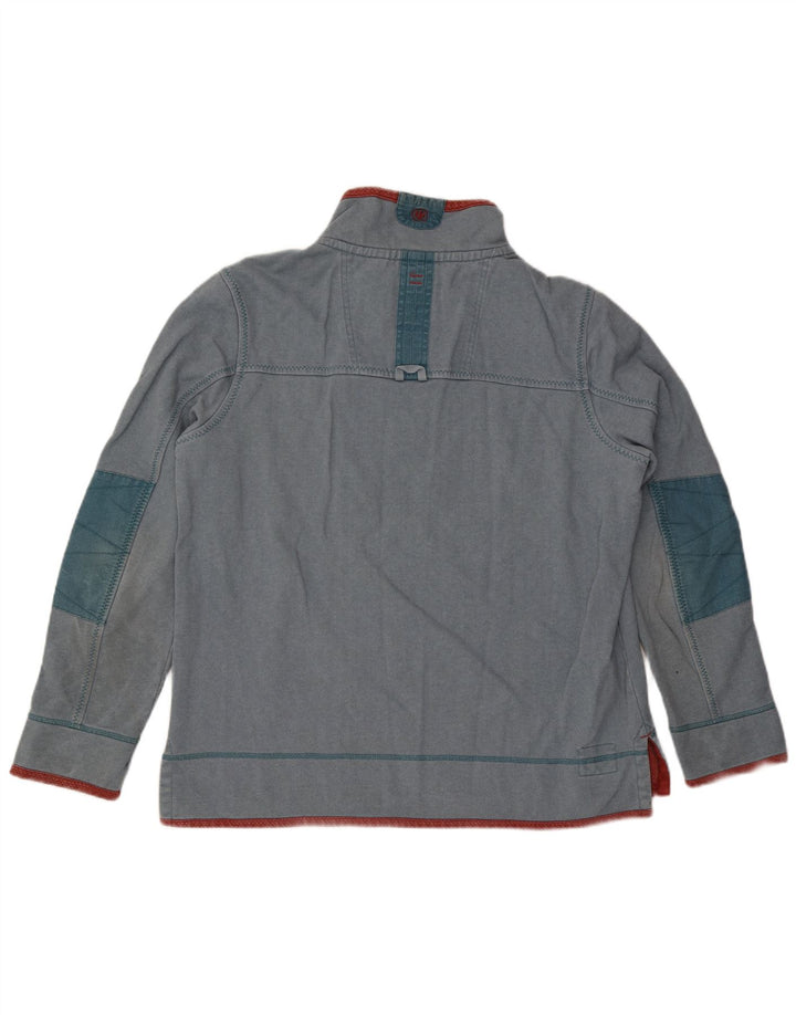 Fat Face Herren-Sweatshirt mit Reißverschluss am Hals, groß, aus blauer Baumwolle