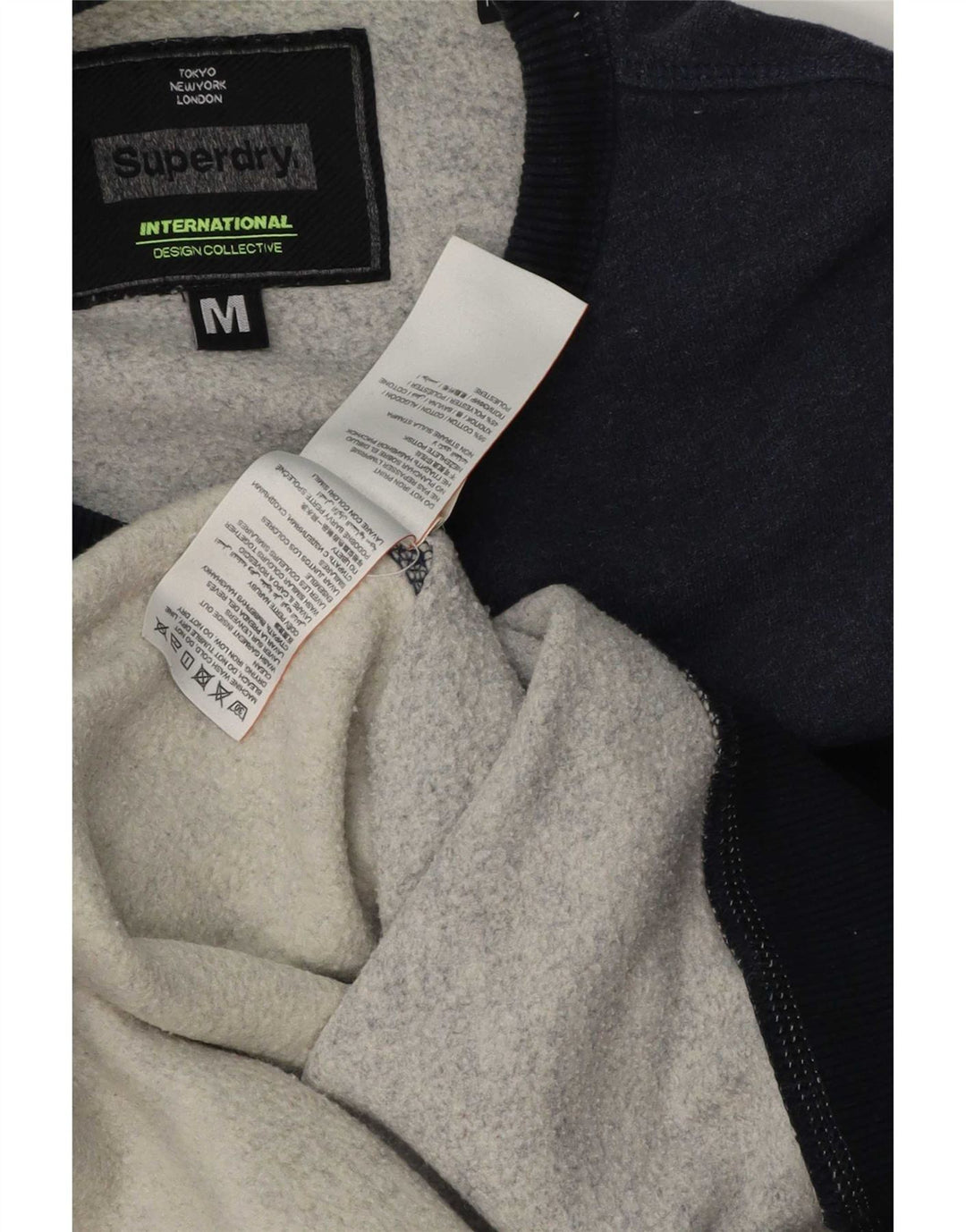 Superdry Herren Grafik-Sweatshirt-Pullover aus mittelblauer, mittelblauer Colourblock-Baumwolle