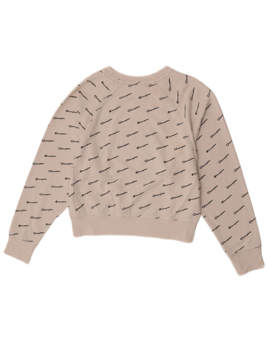 Champion Damen Crop Graphic Sweatshirt Pullover UK 14 Mittelweiße Baumwolle