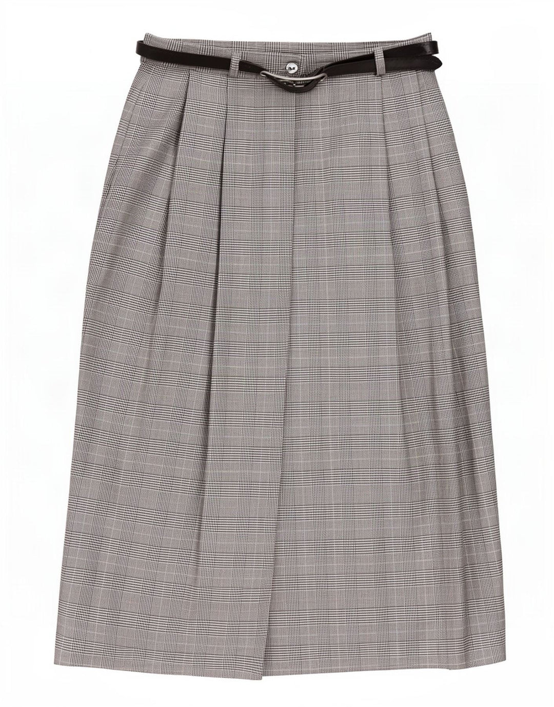 Vintage Damen Wickelrock UK 10 Small W27 Graues Hahnentritt-Polyester