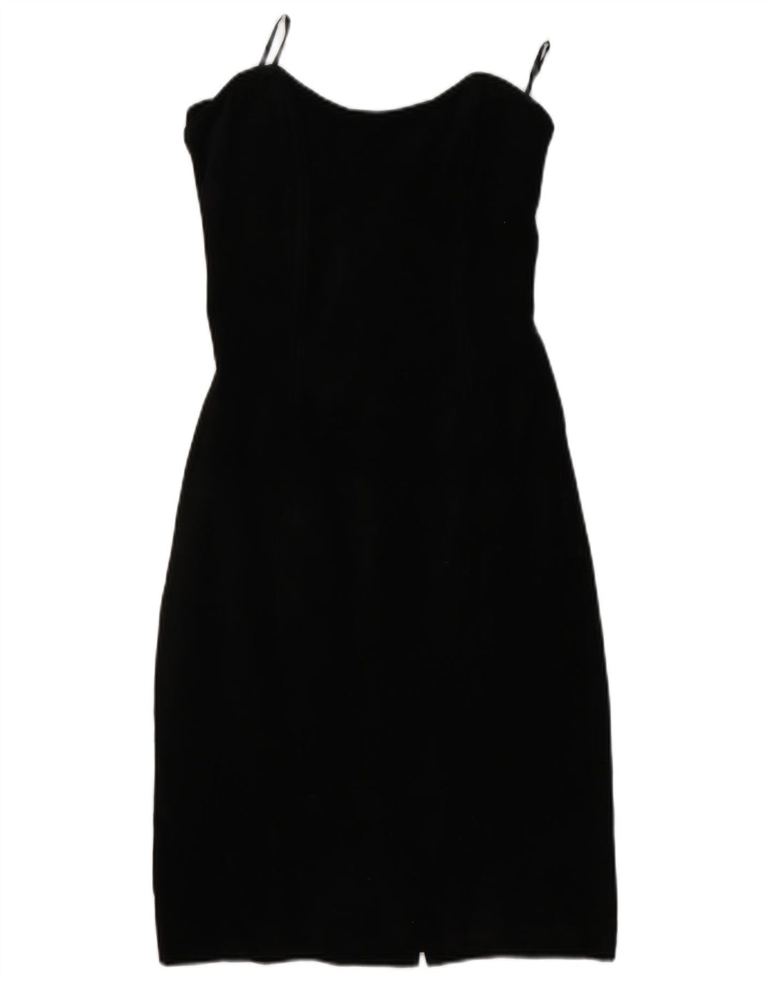 Vintage Damen Wildleder Trägerloses Kleid US 11 Großes schwarzes Leder