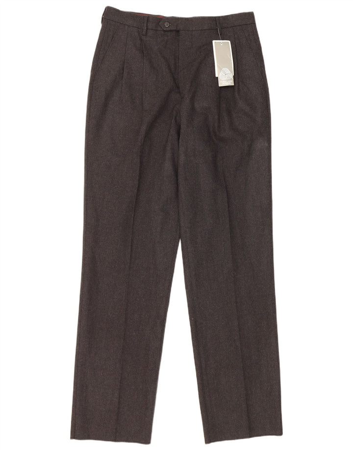 Vintage Herren-Anzughose mit Klammern, Größe 48, mittelgroß, W30, L33, graue Wolle