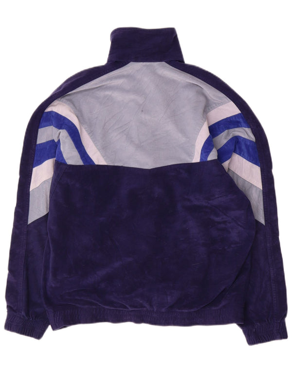 Diadora Herren-Trainingsanzugoberteil aus Velours, Gr. 36, Größe S, Marineblau, Farbblock