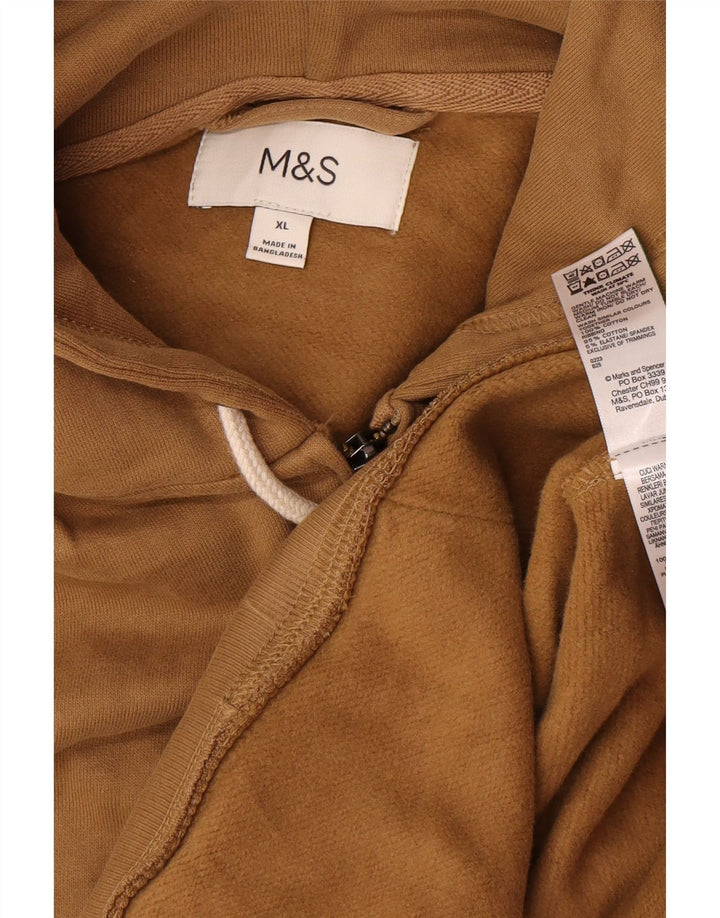 Marks & Spencer Herren-Kapuzenpullover mit Reißverschluss, XL, beige Baumwolle