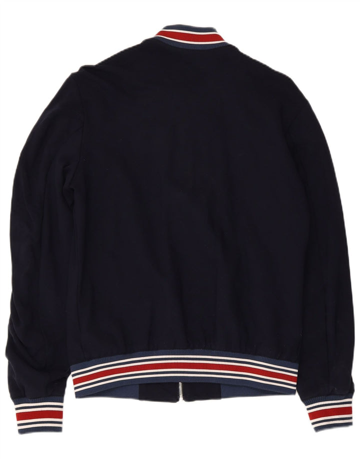 ZARA Herren Bomberjacke UK 36 Small Marineblau Viskose