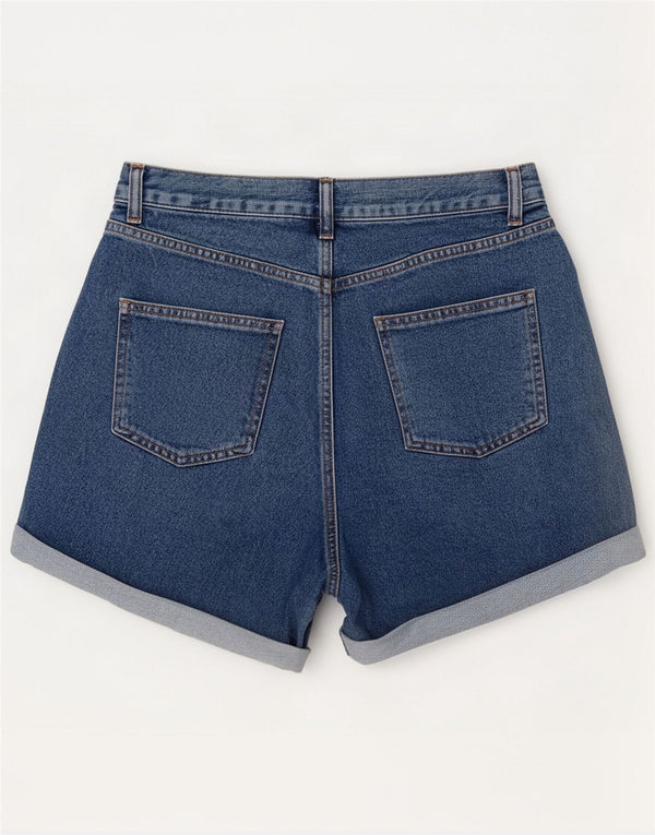 Topshop Damen-Jeansshorts mit Falten, UK 10, Größe S, W28, blaue Baumwolle