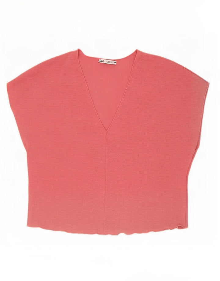 Zara Damen Bluse Top UK 14 Mittelrosa