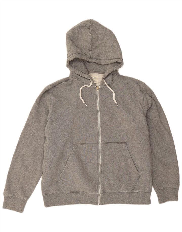 Marks & Spencer Herren-Kapuzenpullover mit Reißverschluss, 2XL, graue Baumwolle