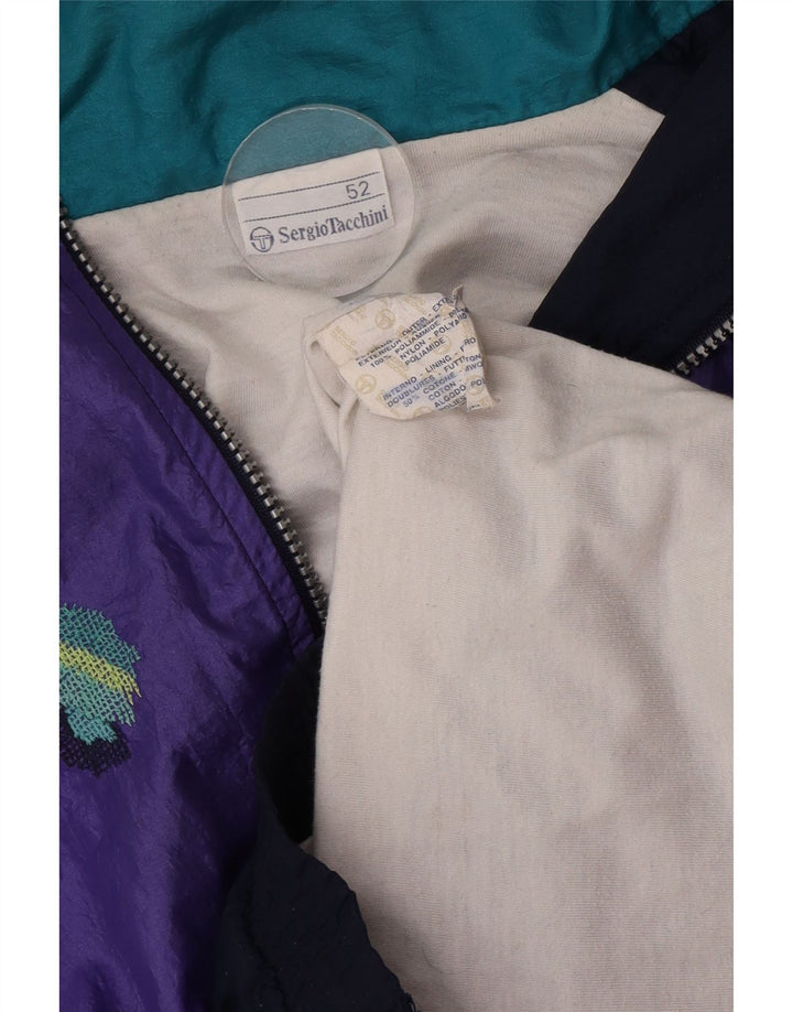 Sergio Tacchini Herren-Trainingsanzug-Oberteil, Jacke, IT 52, Größe L, Marineblau, Farbblock