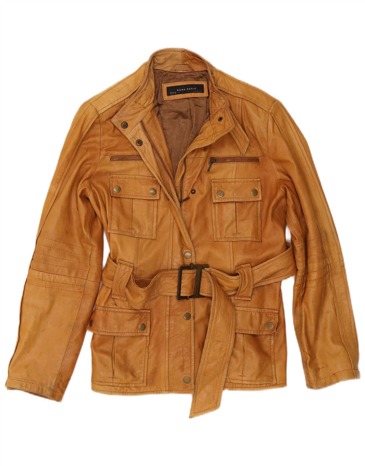 Zara Damen Lederjacke UK 18 XL Beige