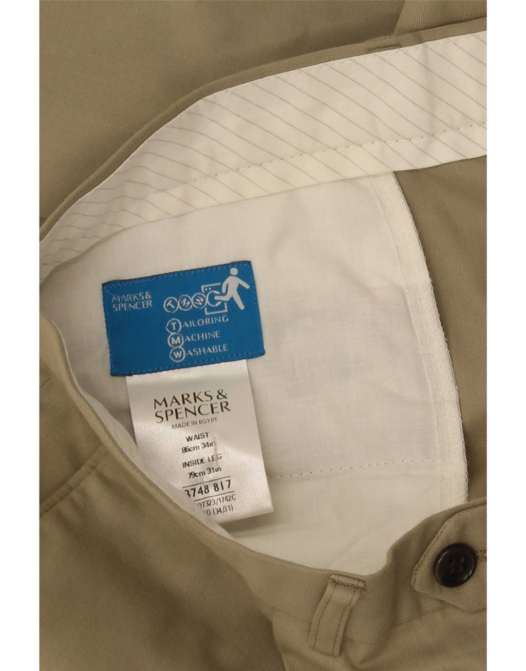 Marks & Spencer Mens Pegged Casual Hose W34 L31 Khaki Polyester