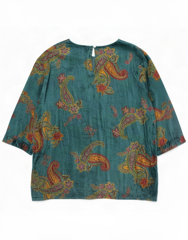 East Damen-Blusenoberteil mit 3/4-Ärmeln in Übergröße, UK 18, XL, blaue Paisley-Viskose