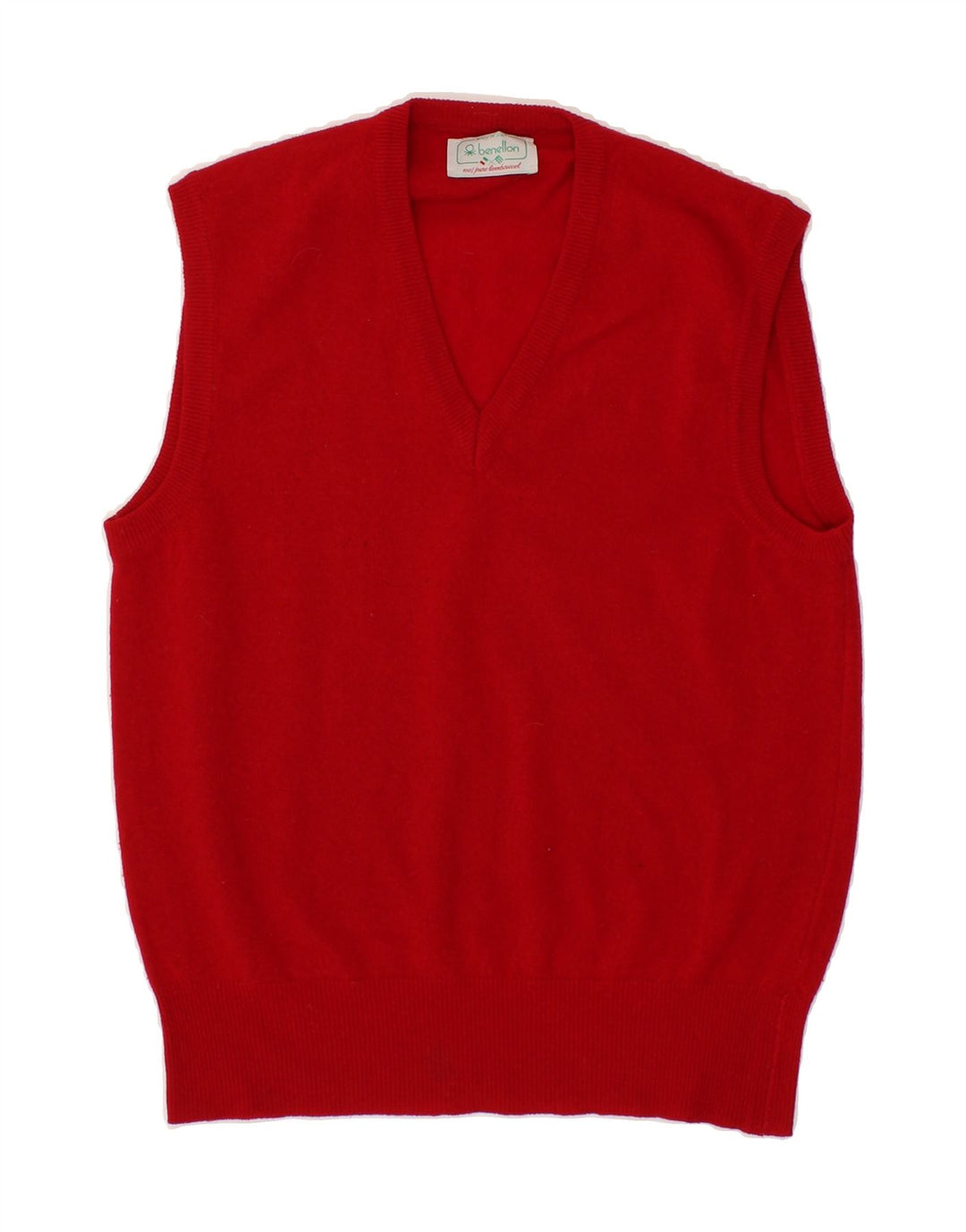 BENETTON Womens Vest Tank Top IT 48 XL Red Lambswool Vintage Benetton and Second-Hand Benetton from Messina Hembry 