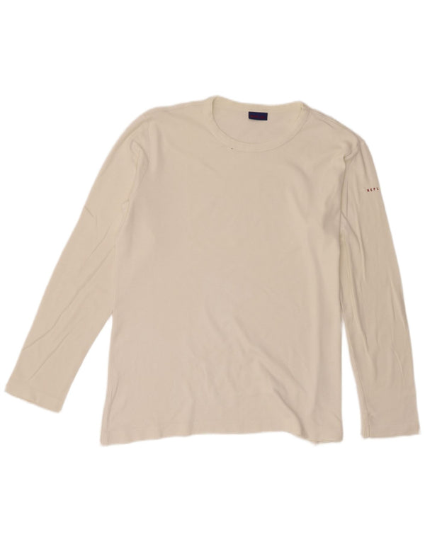 Replay Damen Top Langarm UK 18 XL Off White Cotton