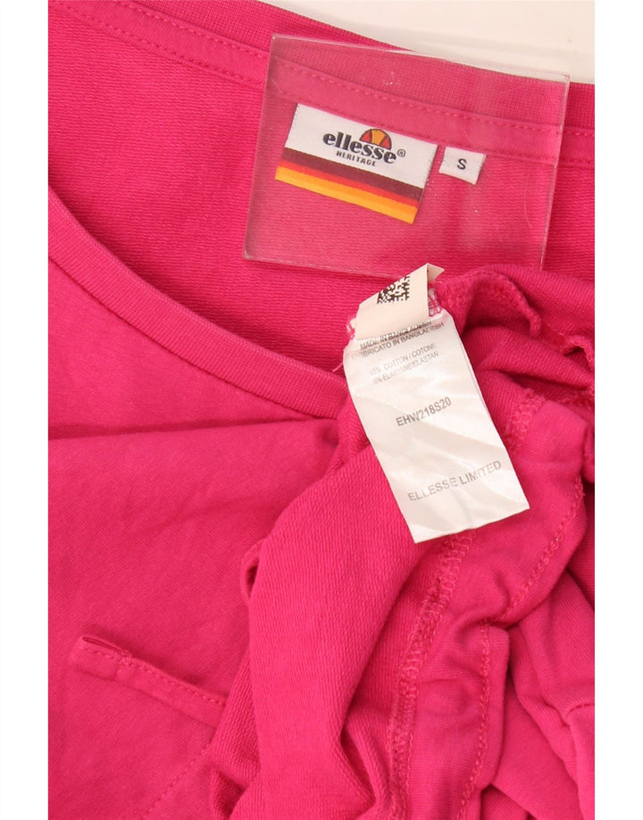 ELLESSE Womens Heritage Oversized Sweatshirt Jumper UK 10 Small Pink