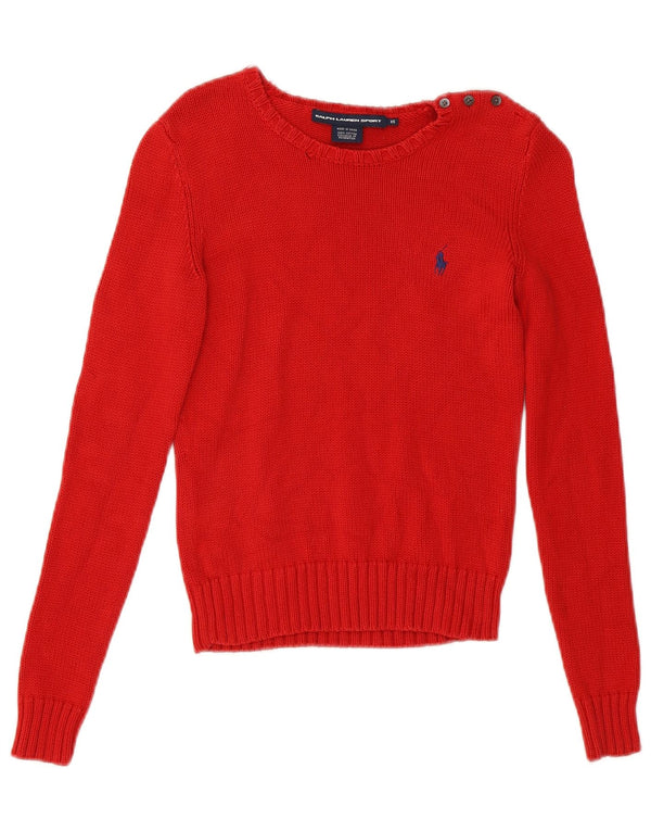 Ralph Lauren Damen-Pullover mit U-Boot-Ausschnitt, UK 6 XS, rote Baumwolle