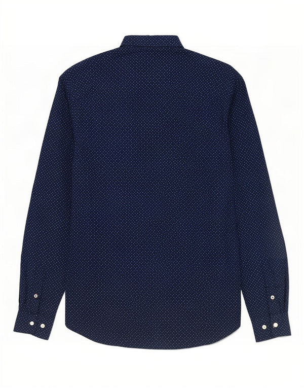 Jack & Jones Mens Shirt Medium Navy Blue Spotted Cotton