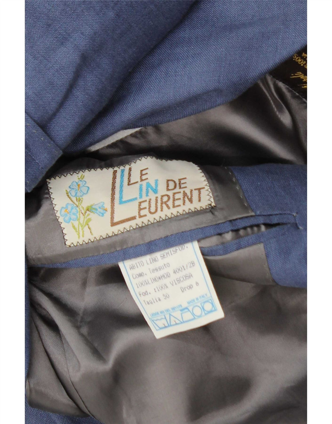 Vintage Herren 2 Knopf Blazer Jacke IT 50 Großes blaues Leinen