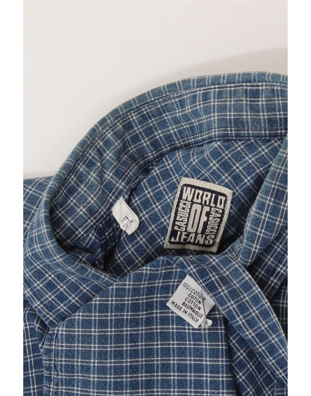 Casucci Herrenhemd XL Blau kariert Baumwolle