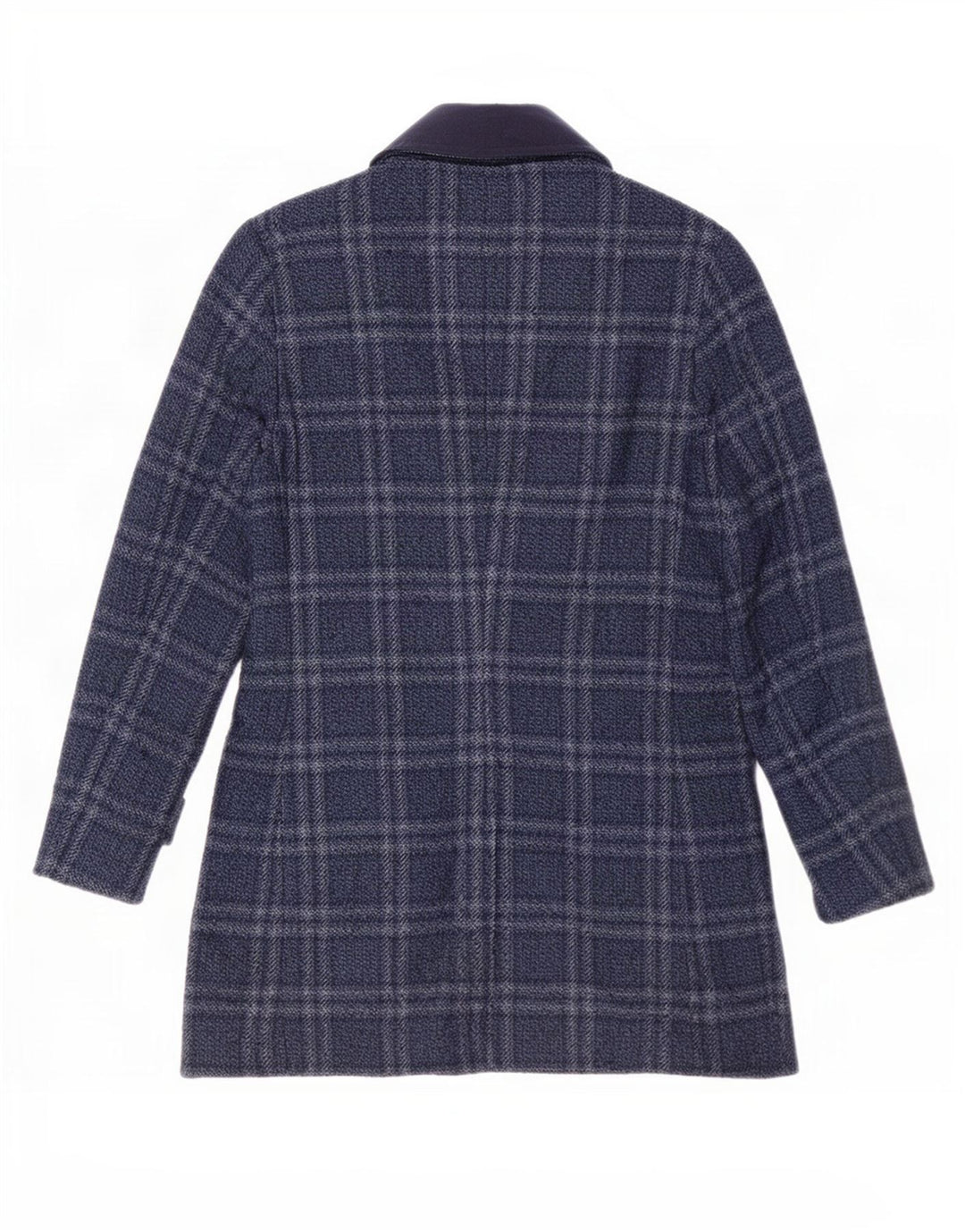 Vintage Herrenmantel IT 46 Small Navy Blue Check Polyester