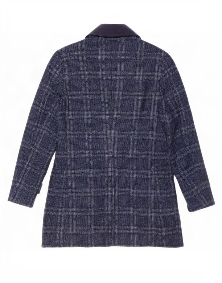 Vintage Herrenmantel IT 46 Small Navy Blue Check Polyester
