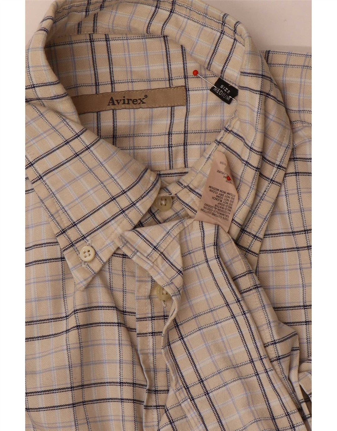 Avirex Herren-Flanellhemd, mittelbeige, karierte Baumwolle