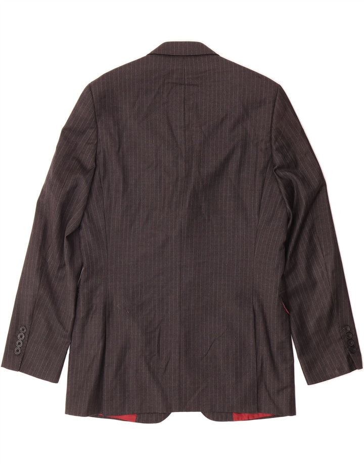 JAEGER Mens 2 Button Blazer Jacket UK 40 Large Grey Pinstripe Wool Vintage Jaeger and Second-Hand Jaeger from Messina Hembry 