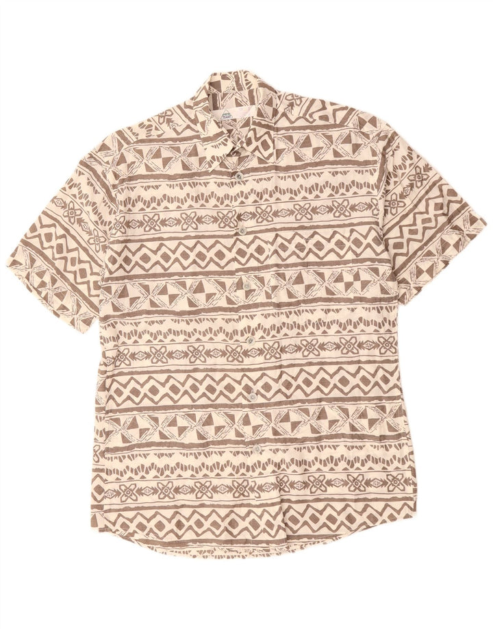 NEU FAST Herren Kurzarmhemd Größe 39/40 Mittelbeige geometrische Viskose