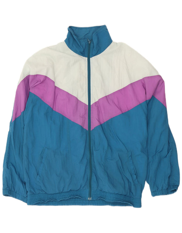 Vintage Herren Trainingsanzug Top Jacke XL Blau Farbblock