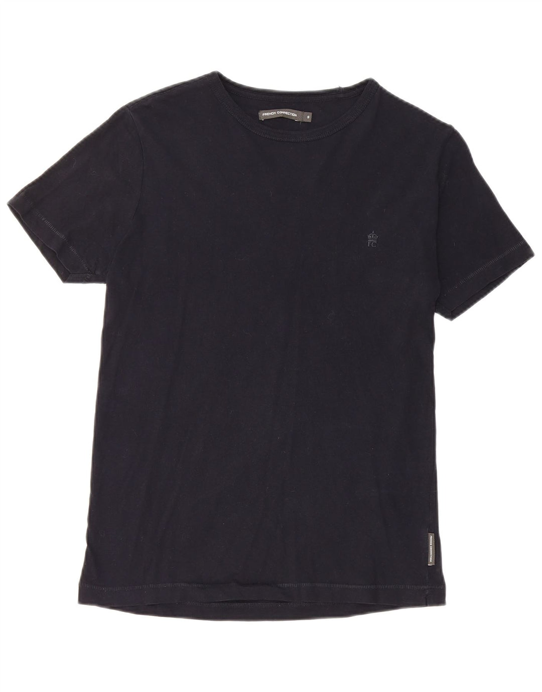 French Connection Herren T-Shirt Top Small aus schwarzer Baumwolle