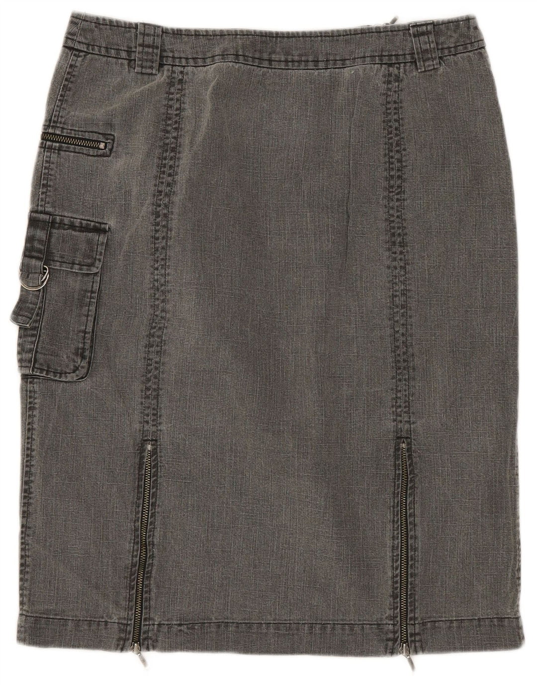 Laura Ashley Damen Denim-Cargorock UK 10 Small W28 Graue Baumwolle