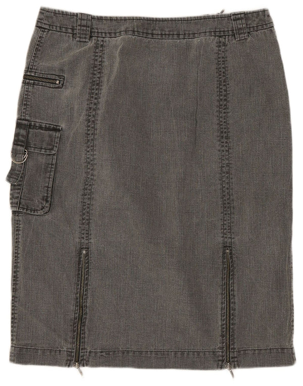 Laura Ashley Damen Denim-Cargorock UK 10 Small W28 Graue Baumwolle