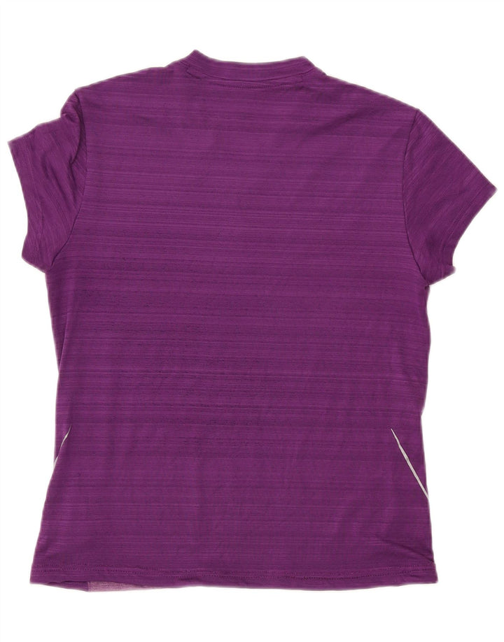 ADIDAS Damen Climalite T-Shirt Top UK 14 Large Lila Farbblock