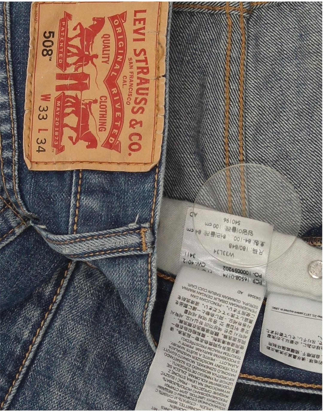 Levi's Herren 508 Regular Tapered Jeans W33 L34 Blaue Baumwolle