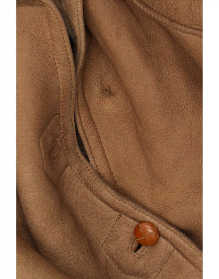 Vintage Damen Fledermaus-Lammfelljacke IT 44 Mittelbraun